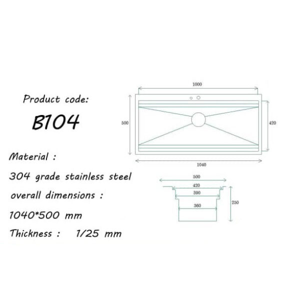 سینک ظرفشویی بنتو مدل B104 توکار - تصویر 4