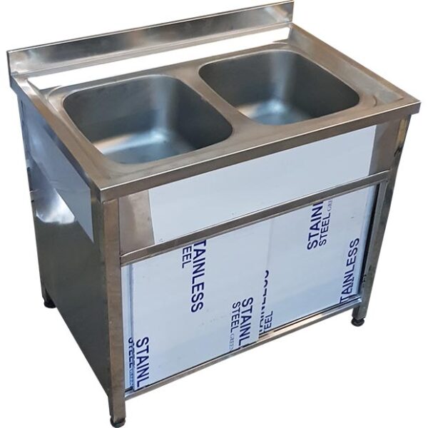 فروش سینک استیل رویه جوشی دو لگن پایه دار 09121507825